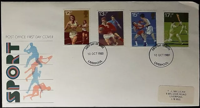 (GB-2039) GB 1980 FDC SPORT Sport Centenaries set di quattro LIVERPOOL annullato