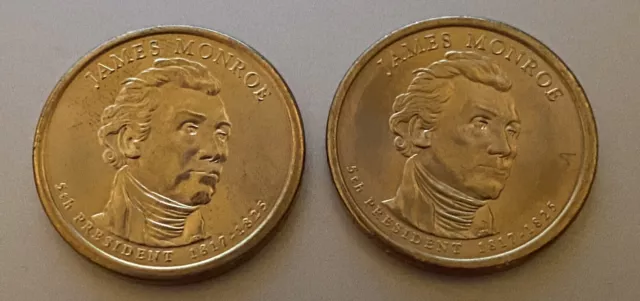 USA: Presidential 1 Dollar Coin 2008, James Monroe, Mint D + P, 5.Präsident