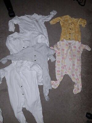 0-3 months sleepsuit bundle M&S NEXT white yellow grey striped