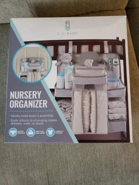 LA Baby Diaper Caddy and Nursery Organizer for Baby's Essentials - Gray