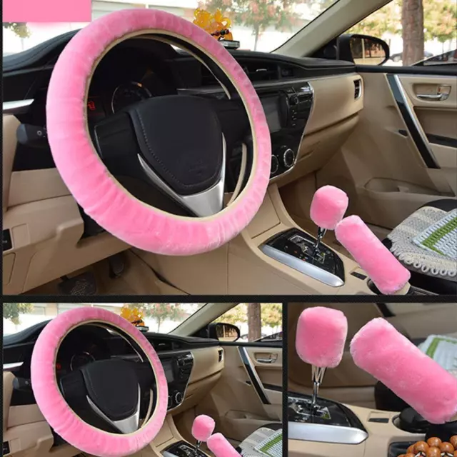 Soft Plush Steering Wheel Cover Winter Fluffy Car Interior Accessory Y4C8