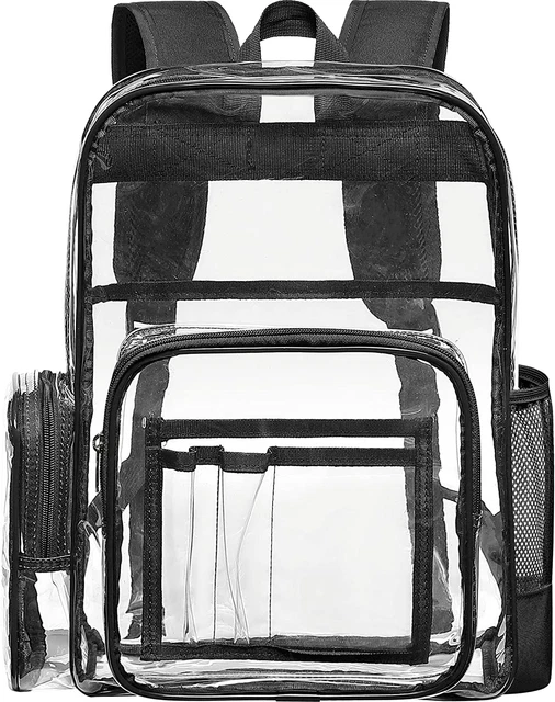 CLEAR BACKPACK, LARGE Clear Backpack Heavy Duty PVC Transparent Clear