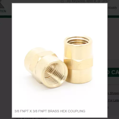 3/8 Fnpt X 3/8 Fnpt Brass Hex Coupling # 103-6