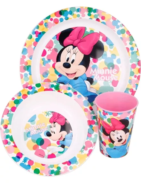 MINNIE MOUSE DISNEY set PAPPA pranzo melamina 2 piatti bicchiere - in confezione