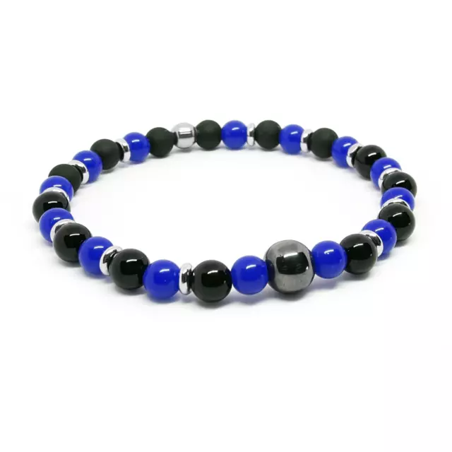 Bracciale Inter Atalanta Pisa calcio nero azzurro blu Ematite Braccialetto Uomo