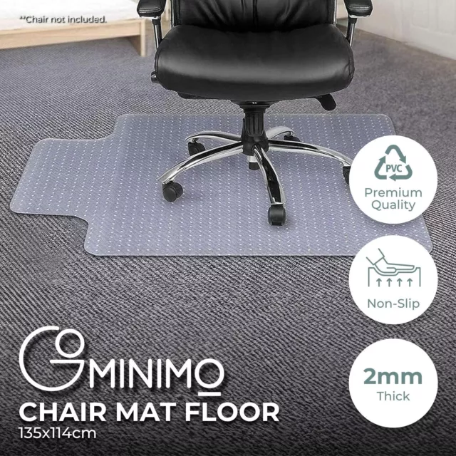 Gominimo PVC Chair Mat Carpet Hard Floor Protectors Home Office Room 135x114cm