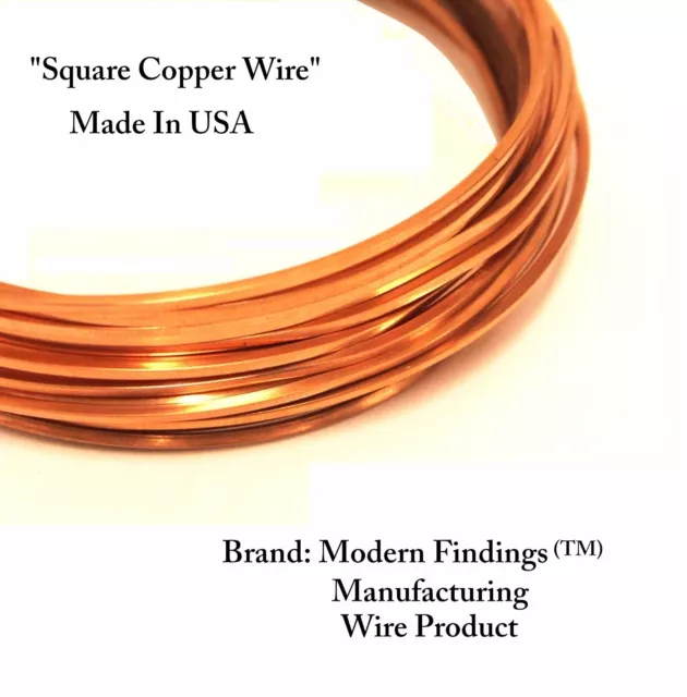 18 Ga Square Copper Wire (Half Hard) choose Length, 99.9% Pure Copper