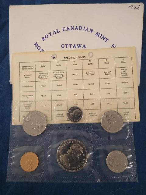 1972 Royal Canadian UNC Mint Set (6) Coins