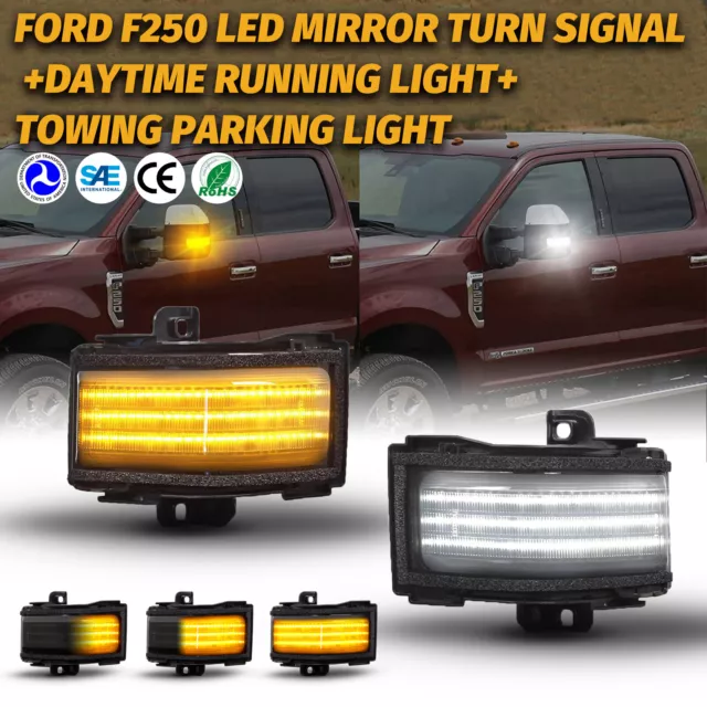 Dual Color LED Turn Signal  Mirror Light For 2017-2022 F250 F350 F450 Superduty