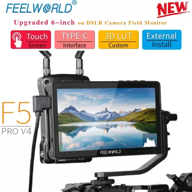 FEELWORLD F5 Pro V4 4K 6 Inch on DSLR Camera Field Monitor HDMI FHD 1080P 3D LUT