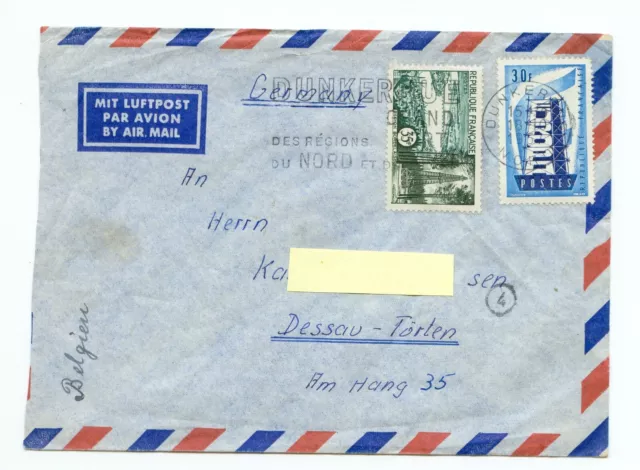 Frankreich Brief gelaufen v. Dunkerque Dünkirchen nach Dessau MS Regine Ohlrogge