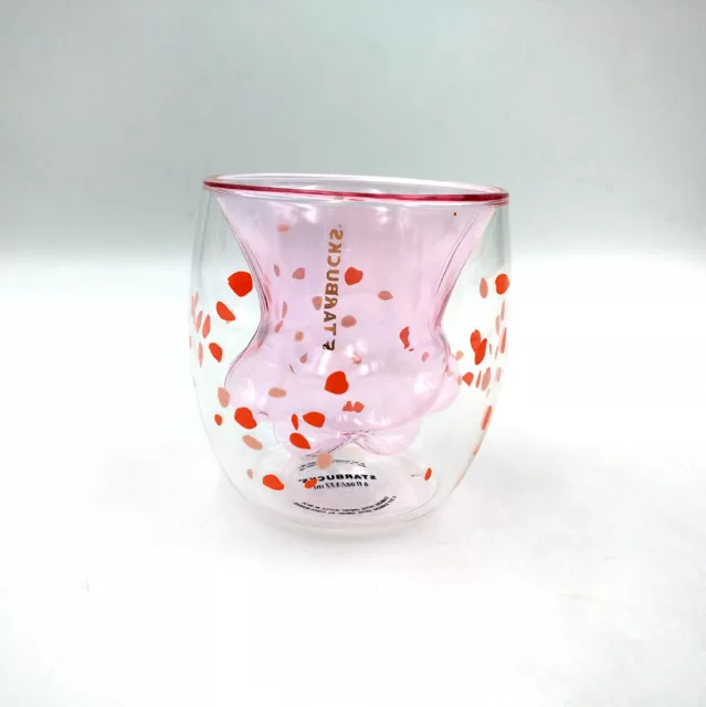 2019 StarBK Double Wall Glass Mug 6oz Sakura Pink Coffee Cup Cat's Paw Edition 3