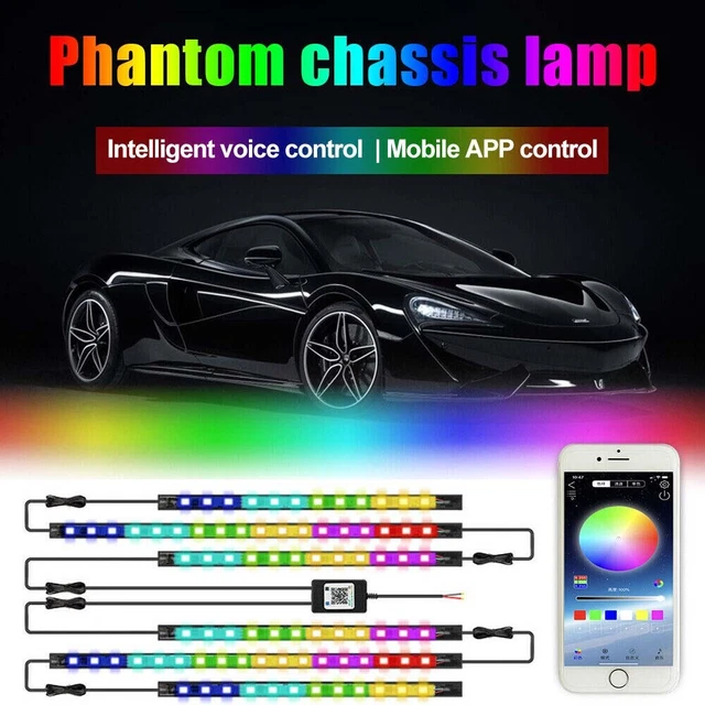 Illuminazione sottoscocca LED RGB neon underglow atmosfera barra luminosa app 150*60 cm