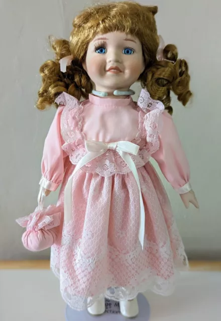 Heritage Collection 15" Porcelain Doll SUMMER Pink Dress Small Cinch Bag