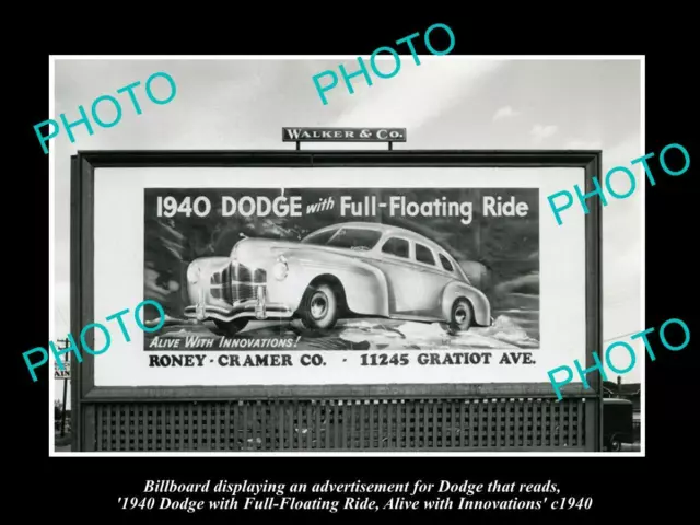 Old Postcard Size Photo Dodge Brothers Car Billboard Full Floating Ride 1940