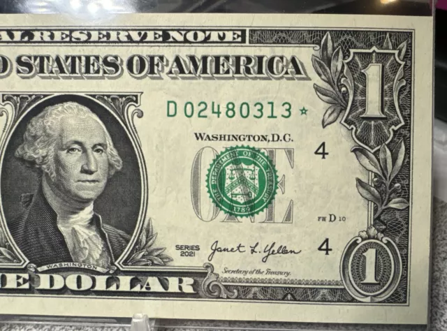 🤩NEW ⭐️ 2021  $1 DOLLAR  BILL - FRN  D/⭐️ Star BLOCK (Fw) ( CLEVELAND  ”D”) UNC