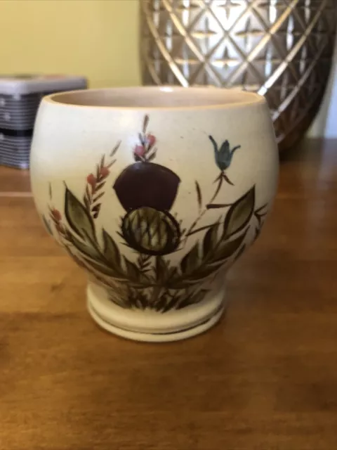 Vintage Buchan Pottery Stoneware Portobello Scotland Hand Painted Thistle Design