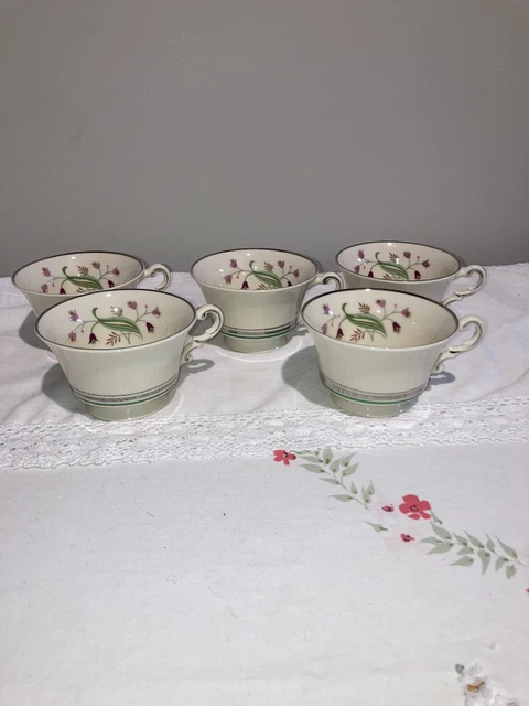1950's Syracuse China Old Ivory Coralbel Footed Tea Cups Set of 5