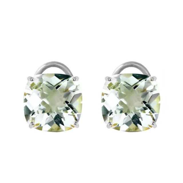 14K. GOLD FRENCH CLIPS EARRING WITH GREEN AMETHYST (White Gold) $663.97 ...