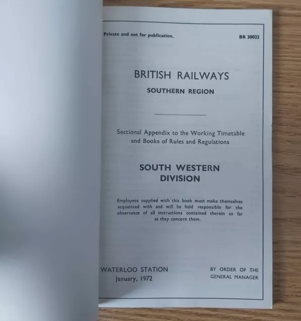 BR Southern Region Sectional Appendix to Working Timetable Wateroo Station 1972 3