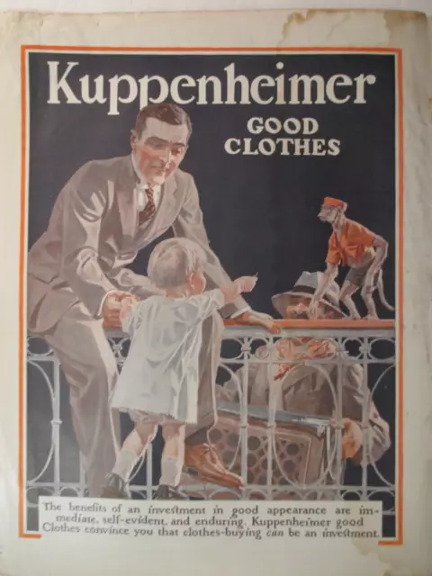 J.C. Leyendecker  Saturday Evening Post ad for KUPPENHEIMER clothes monkey & man