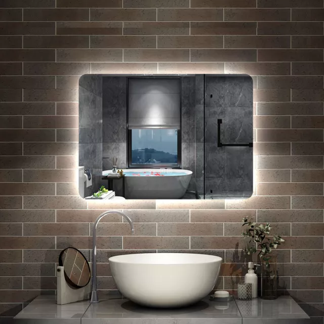 Illuminated Bathroom Mirror With LED light Bluetooth Shaver Socket Demister