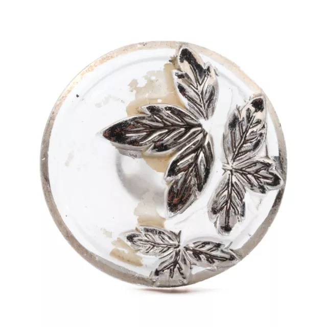 Czech 1920's Vintage silver lustre clear flower glass button 27mm