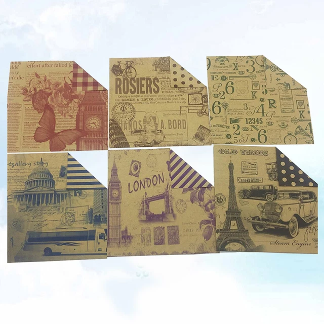 60 piezas Origami Papel Kraft Colores Doble Cara Patrón Retro para