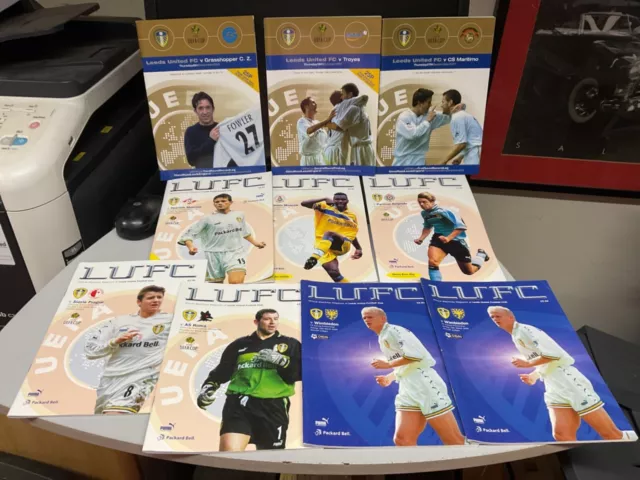 LEEDS UNITED  FOOTBALL PROGRAMMES - mixed years 1999 2000 2001  x10 EUFA ones