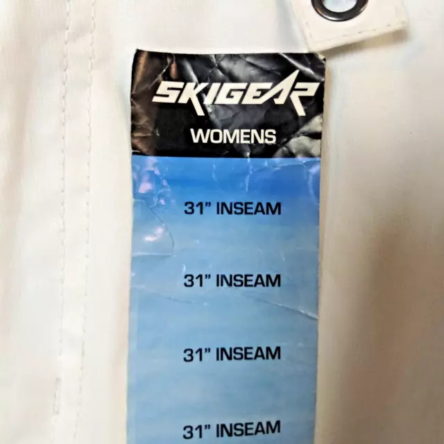 SKIGEAR Insulated Snow Ski Pants Women's White 5K Size Large 29L 31" Inseam NWT 3