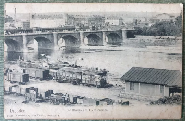 Ak Dresden. Die Marien- und Eisenbahnbrücke. 1909