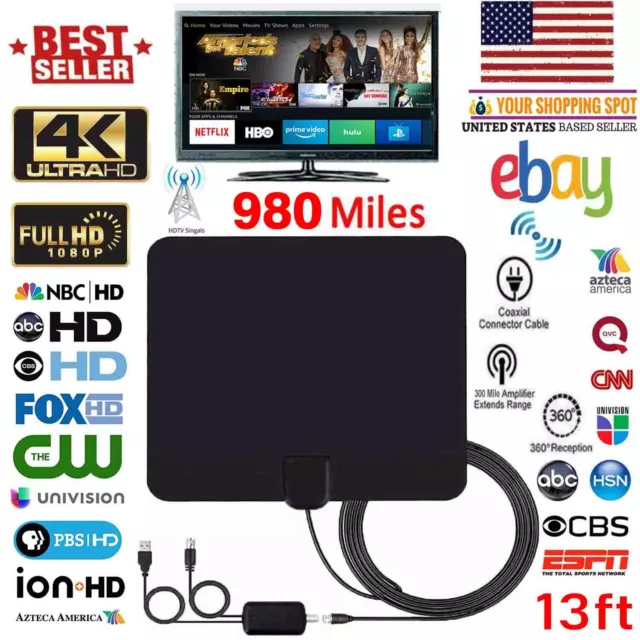 980 Mile Range Antenna TV Digital HD Skywire 4K Antena Digital Indoor HDTV 1080p