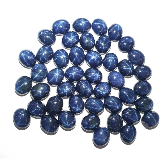 10 CT Natural Star Blue Sapphire Oval Cabochon Loose Gemstone 2 Pcs 9*11 MM