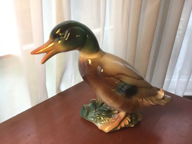 Vintage Royal Copley Duck Figurine Mallard Large Unmarked 9" Tall