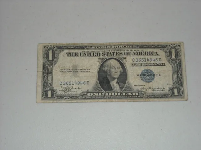 One 1935A $1 Blue Seal Dollar Bill Silver Certificate Note   NO MOTTO