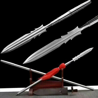 208CM Spear Dagger Sword Sharp Damascus Steel Spearhead Blade Battle Ready