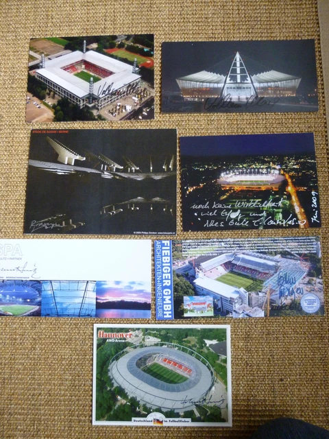 7 Original-Autogramme berühmter Architekten von Stadien