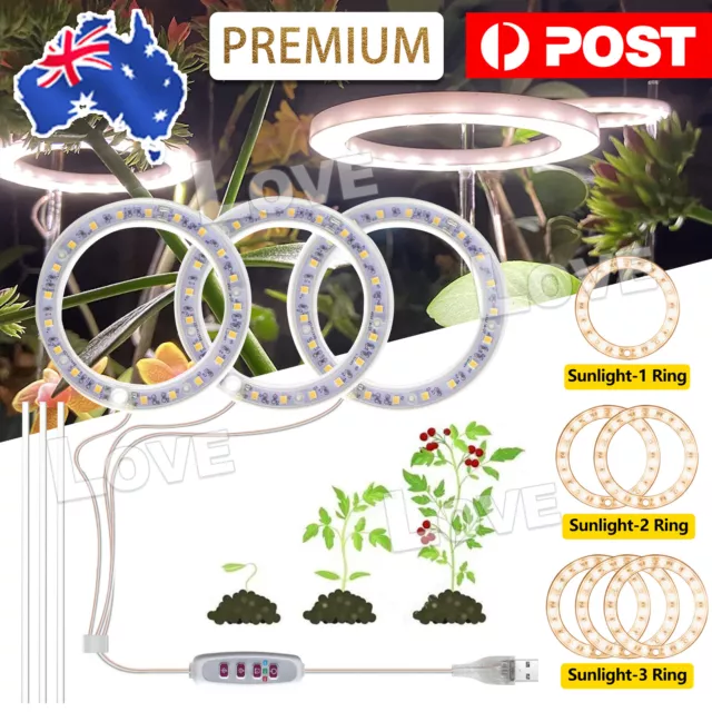 LED Plant Halo Light USB Ring Grow Light Lamp Angel Phytolamp for Indoor Plants