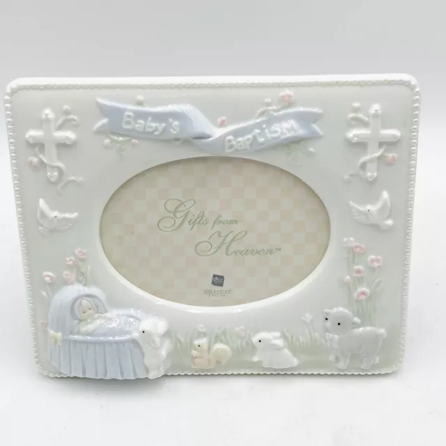 Baby Boy Baptism Porcelain Gifts From Heaven 3D Picture Frame Russ New 2