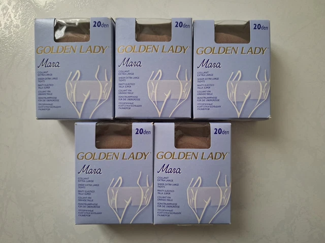 Lot De 5 Collants Extra Large Golden Lady 20 Deniers - Couleur Daino - Taille XL - Neuf Avec étiquettes