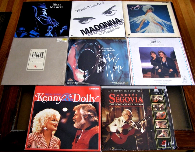 LASERDISC LD Lot of 8 Music Pink Floyd Madonna Kenny & Dolly Eagles Judds Blues LASERDISC LD Lot of 8 Music Pink Floyd Madonna Kenny & Dolly Eagles Judds Blues