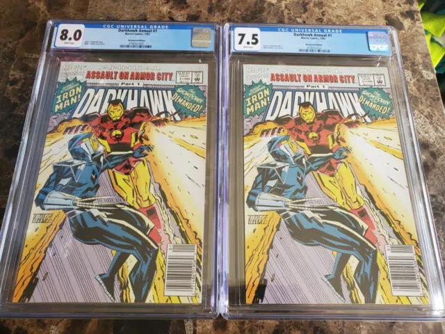 Darkhawk Annual #1 (2 books)  Newsstand Ed. (1992) Low Population CGC 8.0 & 7.5