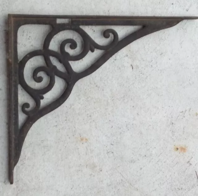Lg Vtg Ornate Metal SHELF BRACKET Corbel~15"x14.75 MIW Quincy IL~Metal Iron Work