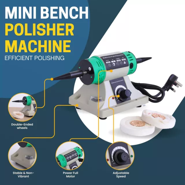 Mini Dual Bench Polisher Machine for Polishing Various Metals and Materials 2