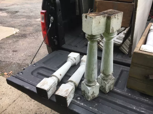 c1900 Victorian chunky porch baluster spindles set of 4 - 18 1/8" x 2 7/8" sq