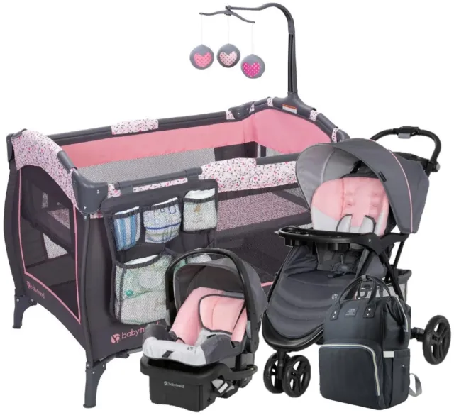 Baby Trend Newborn Combo Stroller Travel System With Car Seat Playard Diaper Bag