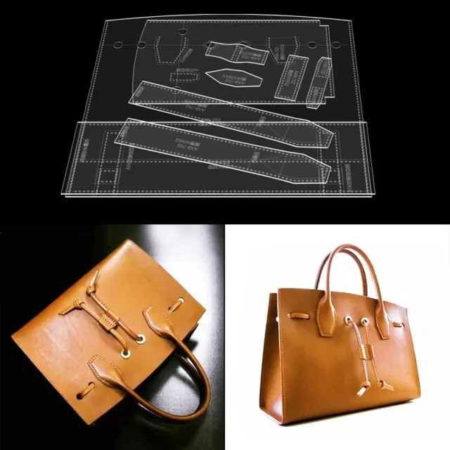 LEATHER CRAFT ACRYLIC Men's Tote Bag Briefcase Handbag Pattern Stencil ...