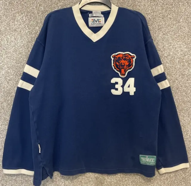 Vintage 90s Mirage NFL Chicago Bears Walter Payton Sweatshirt Jersey Size XL