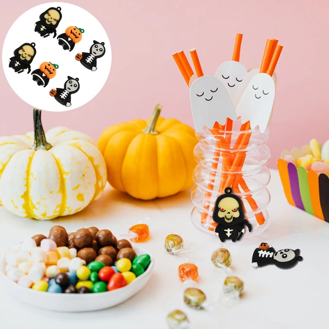 6 piezas Halloween Decoración Pastel Arcilla Polímero Colgante Halloween