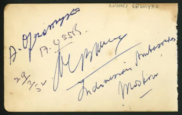 ANDREI GROMYKO (1909-1989) signed page | Russian Soviet diplomat - autograph